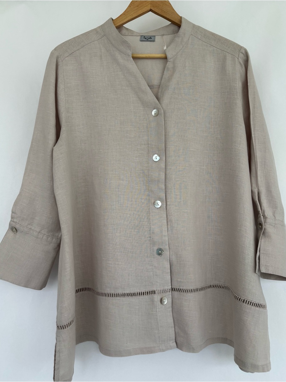 Linen, wheat/ khaki  colored, tunic, medium